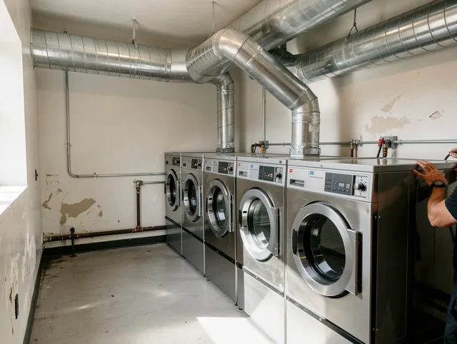 Tustin Dryer Vent Cleaning team performing large-scale commercial dryer vent cleaning in Tustin