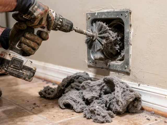 Certified Tustin Dryer Vent Cleaning technician performing dryer vent cleaning in Tustin