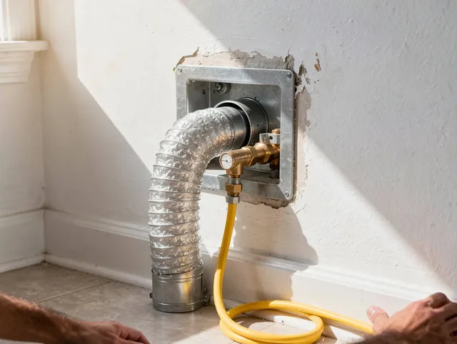 Tustin Dryer Vent Cleaning certified technician performing specialized gas dryer vent cleaning in Tustin
